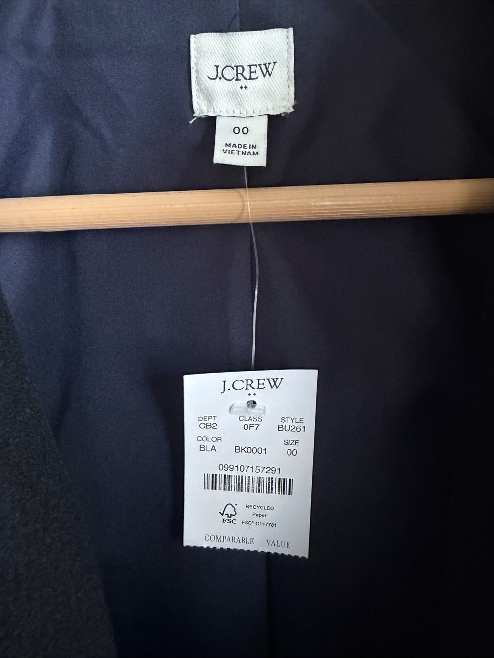 J.Crew Factory City Coat with Button Neck in Black Size 00 - Picture 3 of 5